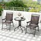 3 Piece Outdoor Bistro Set Round Tempered Glass Table with Umbrella Hole